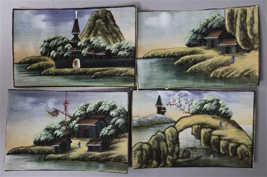 A set of 9 Chinese pith paintings of landscapes 6.5 x 9.5cm.